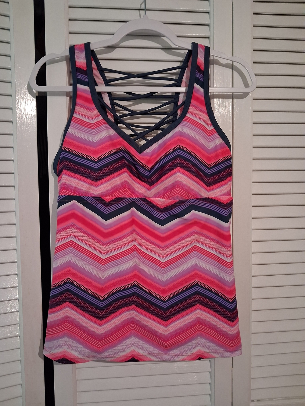 Free Country Pink Chevron Strappy Back Tankini